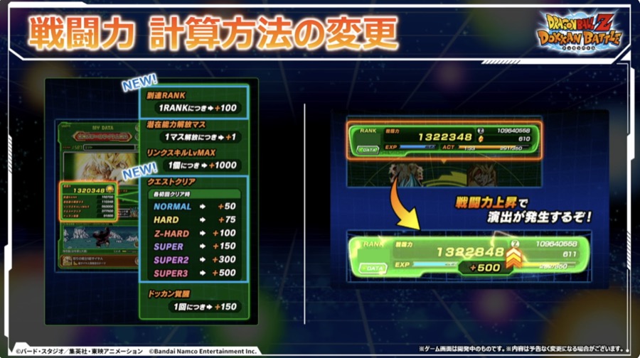 「戦闘力」計算方法変更
