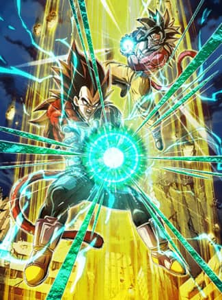 超サイヤ人4ベジータ+超サイヤ人4孫悟空のカード絵(立ち絵)