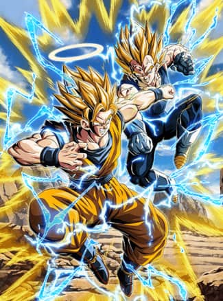 超サイヤ人2孫悟空(天使)+魔人ベジータのカード絵(立ち絵)